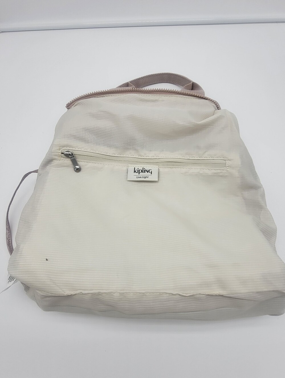 Kipling Cream Nylon Daypack with Blush Accents